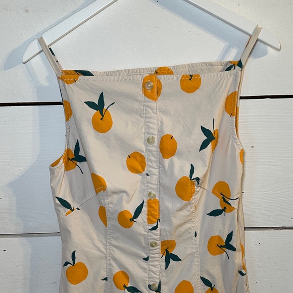 Anthropologie Maeve Dylan Mierzwinski Colette Midi Dress Orange Fruit Print - Picture 2 of 12